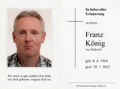 Franz König † 28. Juli 2012