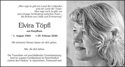 Elvira Töpfl † 29. Februar 2020